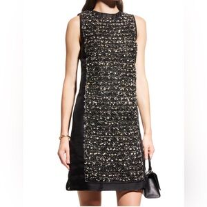 St.John Organza-Bordered Metallic Eyelash Tweed Dress size 10